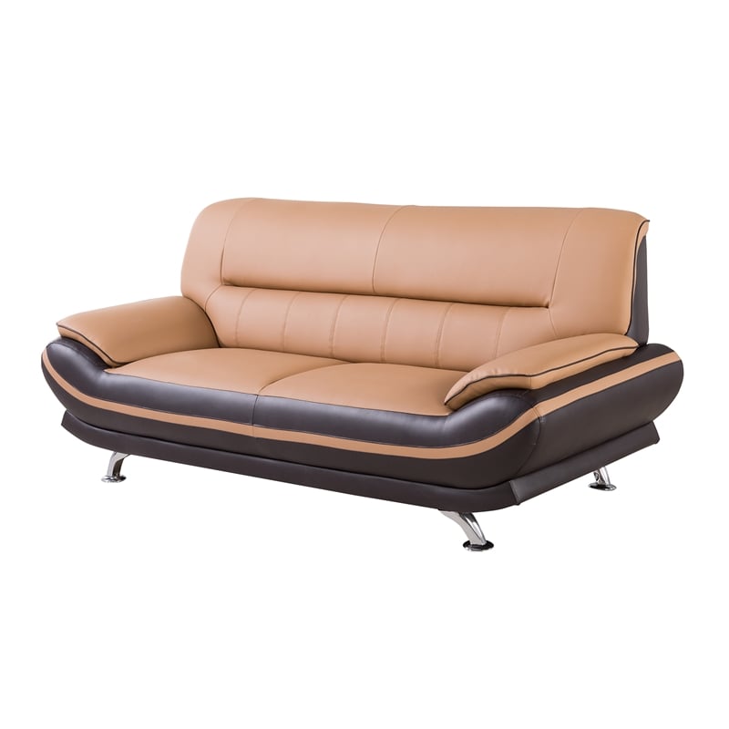 AE709 Light Brown and Dark Brown Color With Sofa with Faux Leather