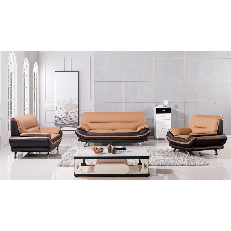 AE709 Light Brown and Dark Brown Color With Sofa with Faux Leather