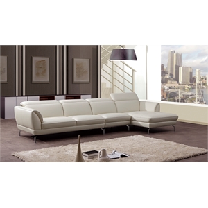 EK-L023 White Color With Italian Leather Sectional - Right Facing Chaise