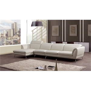EK-L023 White Color With Italian Leather Sectional - Left Facing Chaise