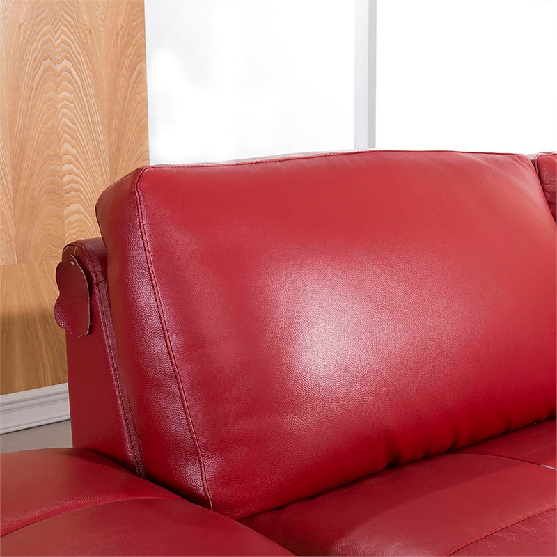 EK-L025 Red Color With Italian Leather Sectional - Right Facing Chaise