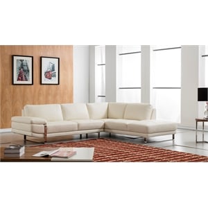 EK-L025 White Color With Italian Leather Sectional - Right Facing Chaise