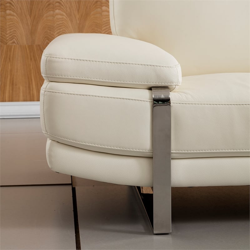EK-L025 White Color With Italian Leather Sectional - Left Facing Chaise