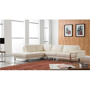 EK-L025 White Color With Italian Leather Sectional - Left Facing Chaise
