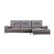 EK-L070 Gray Color With Italian Leather Sectional - Right Facing Chaise