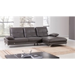 EK-L070 Gray Color With Italian Leather Sectional - Right Facing Chaise