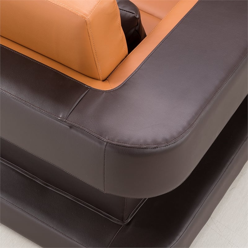 AE-D816 Camel and Dark Brown Color With Faux Leather Loveseat