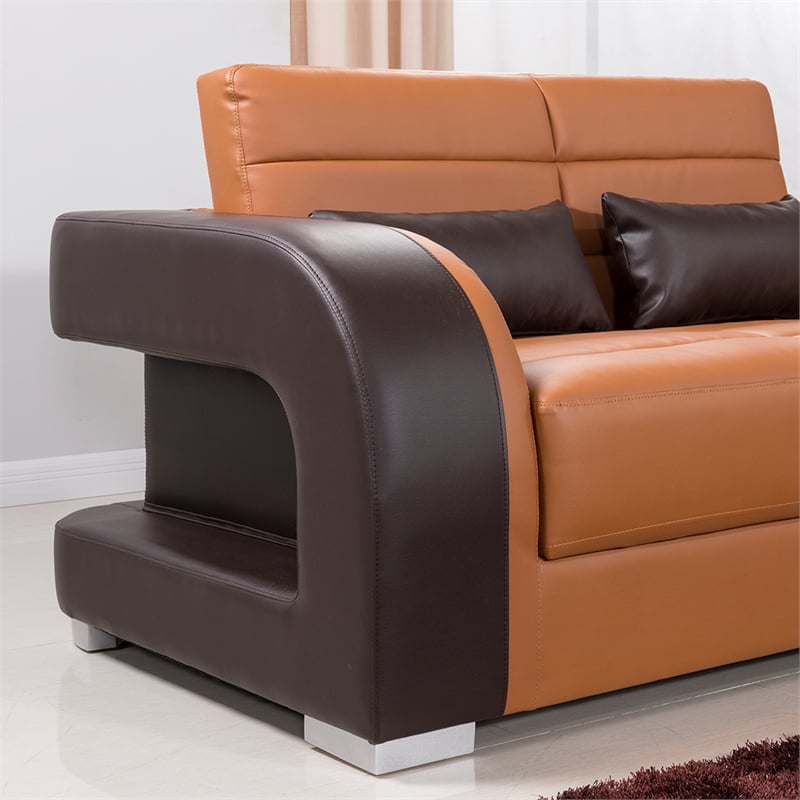 AE-D816 Camel and Dark Brown Color With Faux Leather Sofa