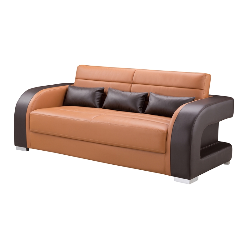 AE-D816 Camel and Dark Brown Color With Faux Leather Sofa