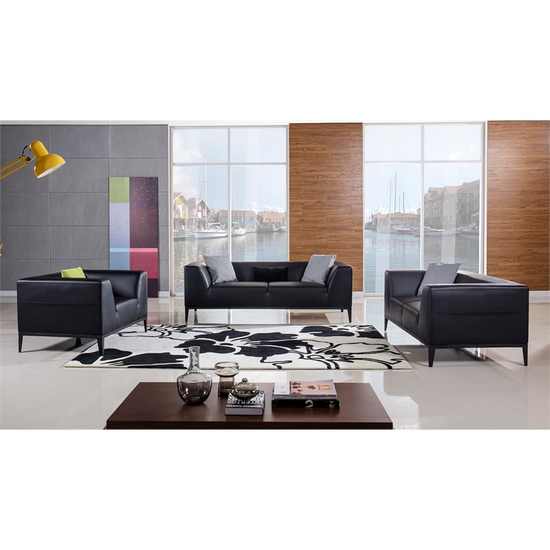 AE-D820 Black Color With Faux Leather Sofa