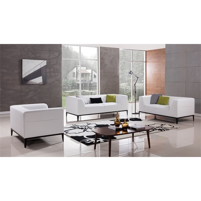 AE-D820 White Color With Faux Leather Loveseat