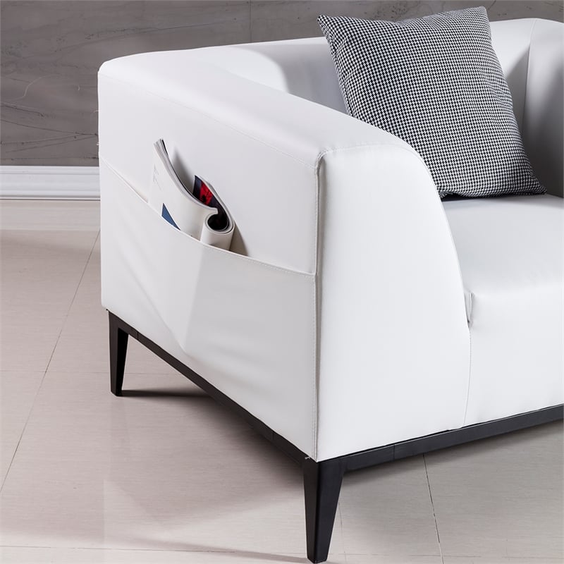 AE-D820 White Color With Faux Leather Loveseat