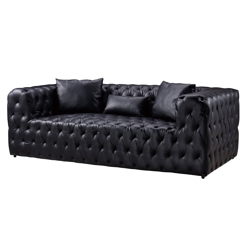 AE-D821 Black Color With Faux Leather Sofa