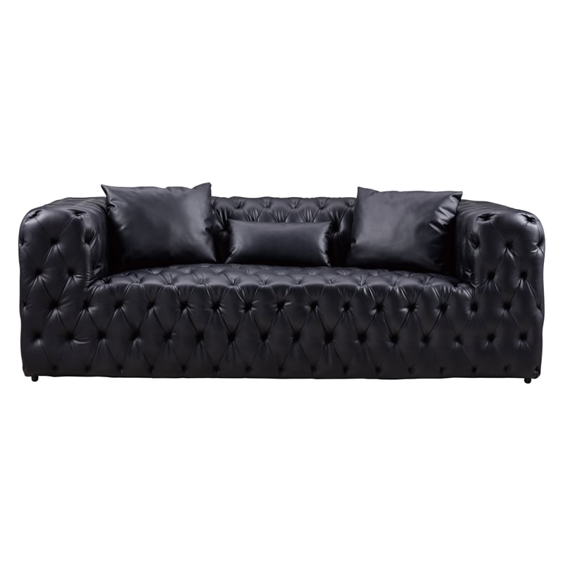 AE-D821 Black Color With Faux Leather Sofa