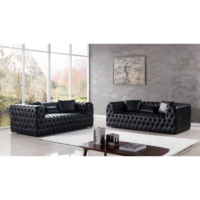 AE-D821 Black Color With Faux Leather Sofa