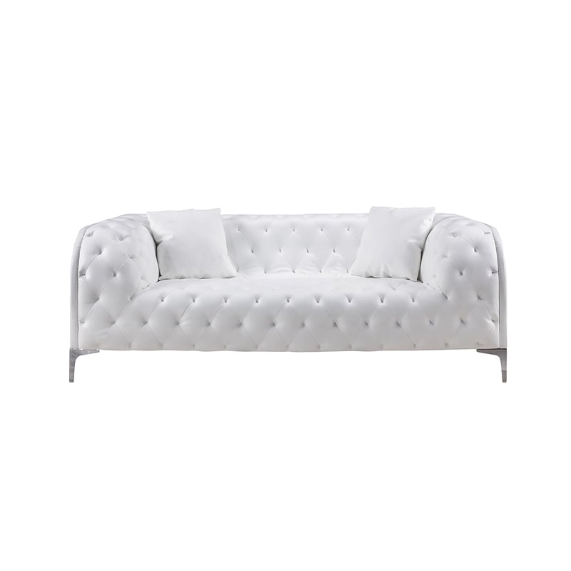 AE-D822 White Color With Faux Leather Loveseat