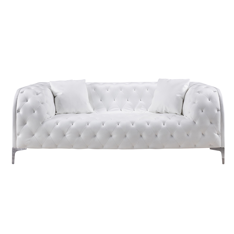 AE-D822 White Color With Faux Leather Loveseat