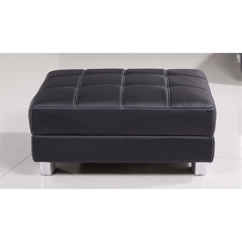 AE-L138 Black Color With Faux Leather Sectional - Right Facing Chaise