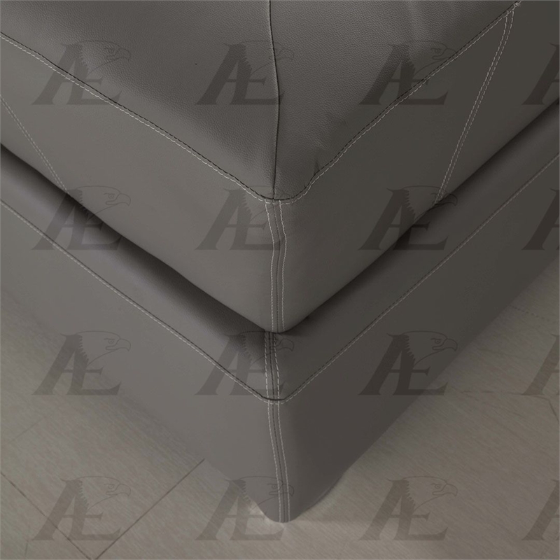 AE-L138 Gray Color With Faux Leather Sectional - Right Facing Chaise