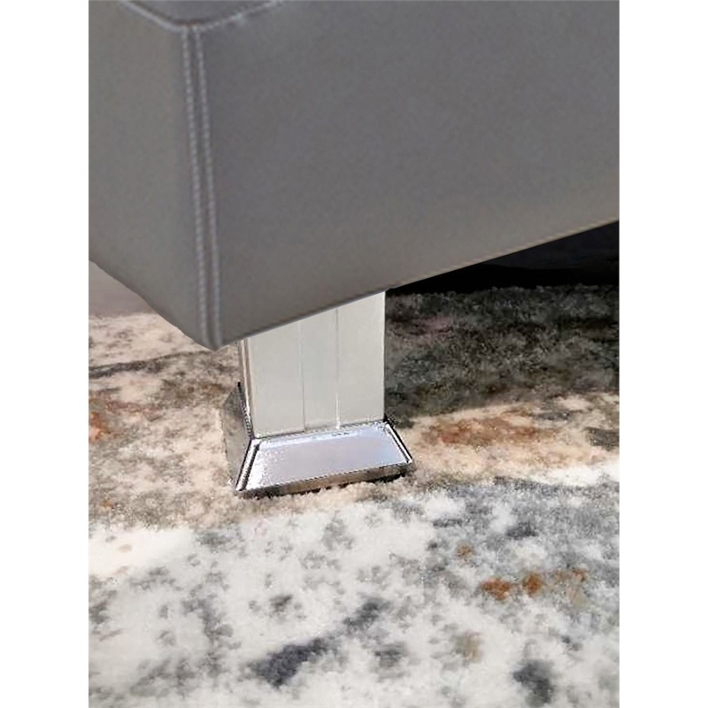 AE-L138 Gray Color With Faux Leather Sectional - Right Facing Chaise