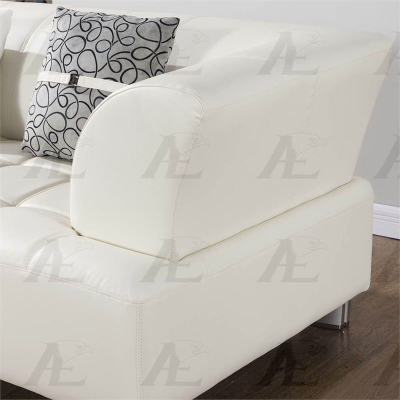 AE-L138 Ivory Color With Faux Leather Sectional - Left Facing Chaise