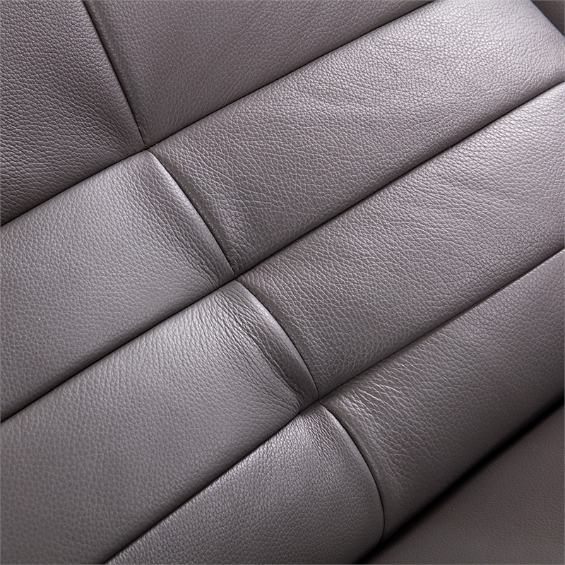 EK-L070 Gray Color With Italian Leather Sectional - Left Facing Chaise