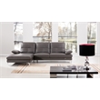 EK-L070 Gray Color With Italian Leather Sectional - Left Facing Chaise