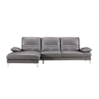EK-L070 Gray Color With Italian Leather Sectional - Left Facing Chaise