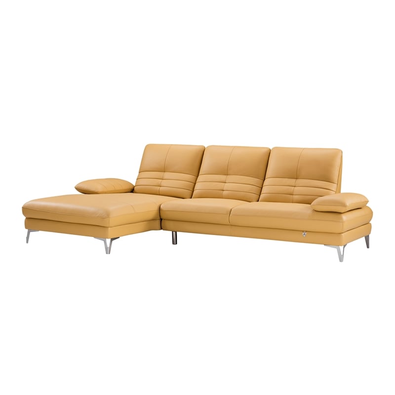 EK-L070 Yellow Italian Leather Sectional - Left Facing Chaise