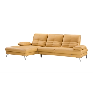 ek-l070 yellow italian leather sectional - left facing chaise