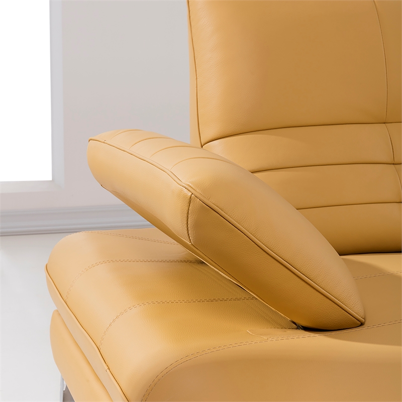 EK-L070 Yellow Italian Leather Sectional - Left Facing Chaise