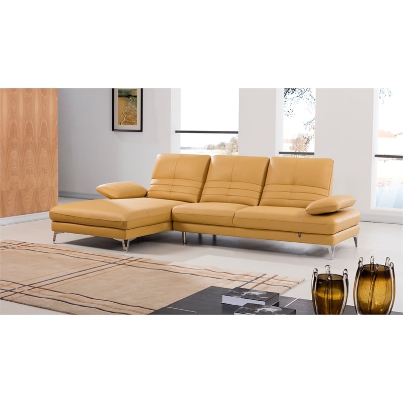 EK-L070 Yellow Italian Leather Sectional - Left Facing Chaise
