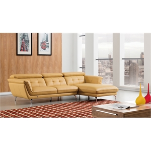 EK-L083 Yellow Italian Leather Sectional - Right Facing Chaise