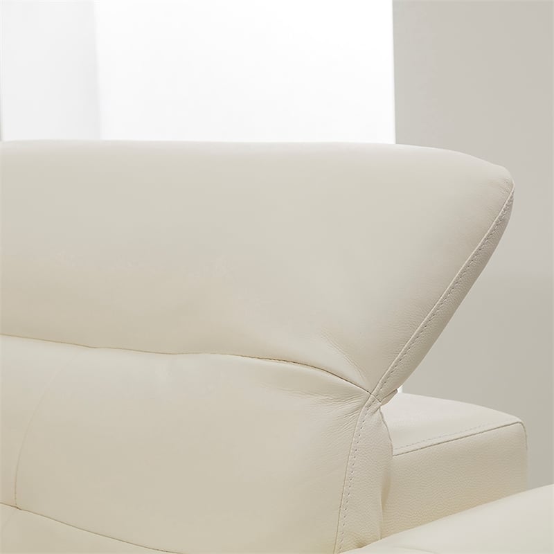 EK-L085 White Color With Italian Leather Sectional - Right Facing Chaise