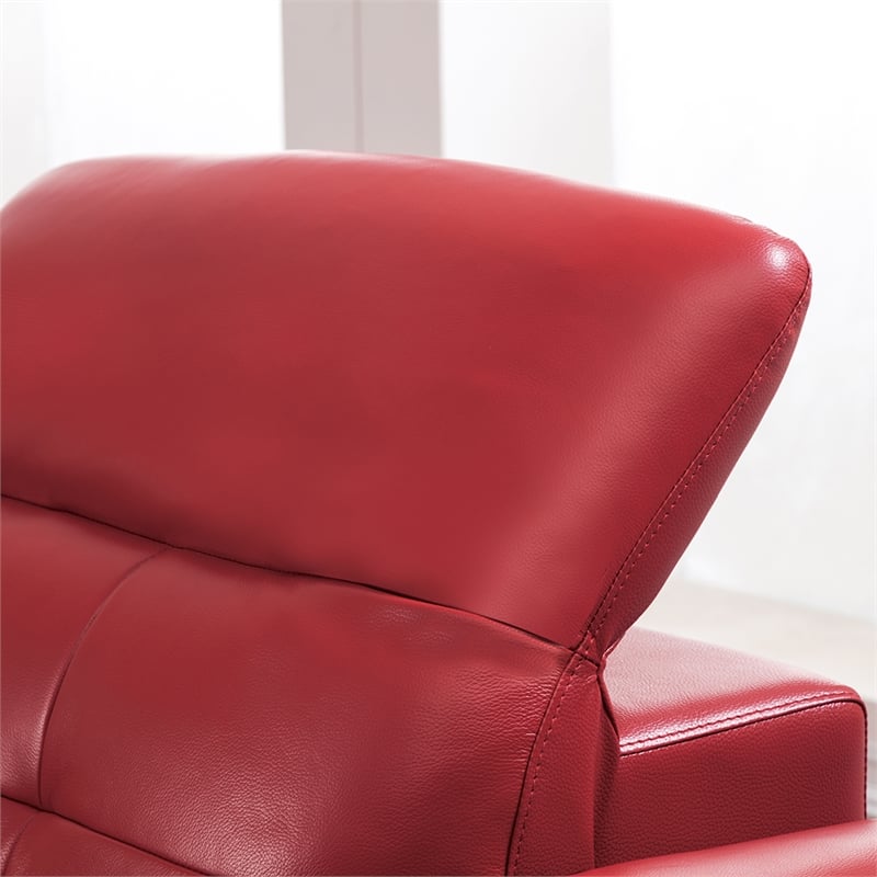 EK-L085 Red Color With Italian Leather Sectional - Left Facing Chaise