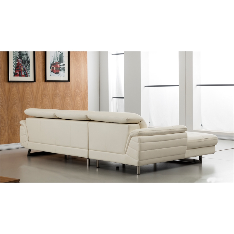 EK-L085 White Color With Italian Leather Sectional - Left Facing Chaise