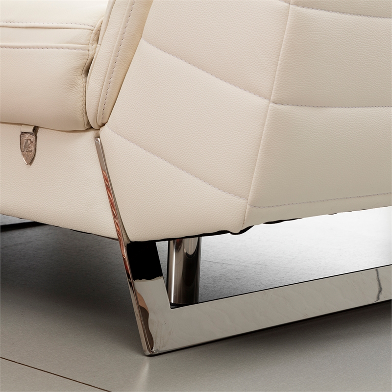 EK-L085 White Color With Italian Leather Sectional - Left Facing Chaise