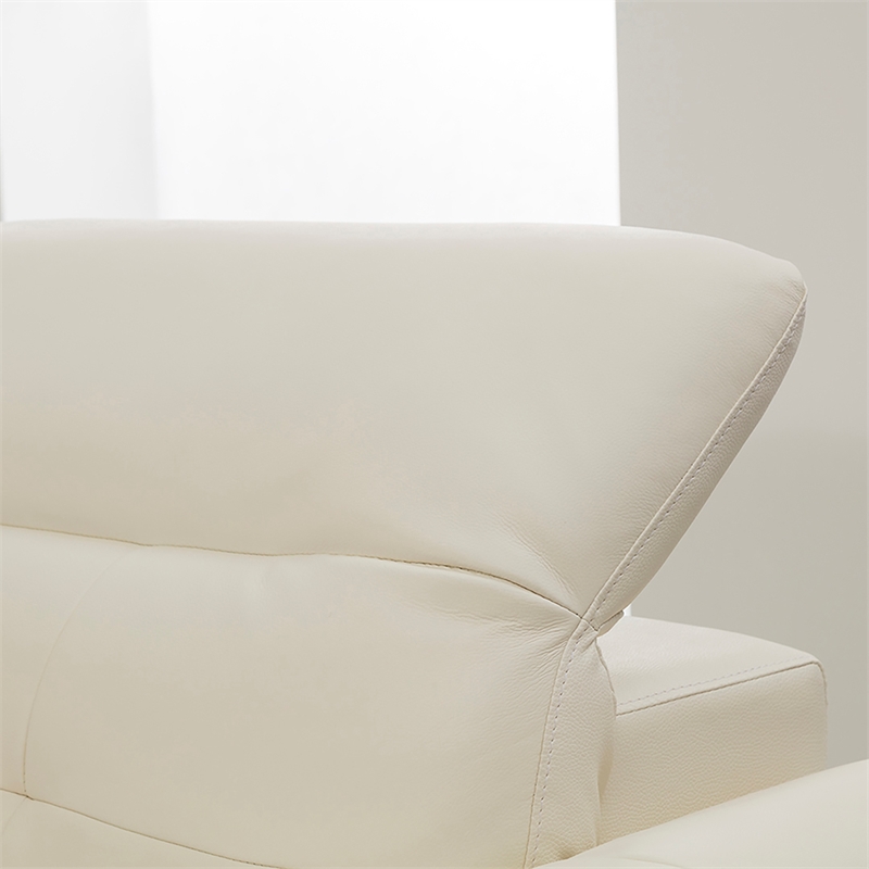 EK-L085 White Color With Italian Leather Sectional - Left Facing Chaise