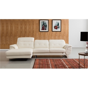 EK-L085 White Color With Italian Leather Sectional - Left Facing Chaise