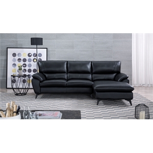ek-l153l black color with faux leather and leather match-right facing chaise