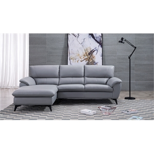 ek-l153r gray color with faux leather and leather match-left facing chaise