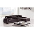 EK-L200 Dark Brown Color With Genuine Leather Sectional - Right Facing Chaise
