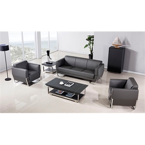 SF169 Gray Color With Faux Leather Conference Sofa Set