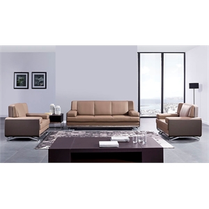 SF175 Tan Color With Faux Leather Conference 3 PCS Sofa Set