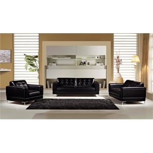 EK003 Black Color With Italian Leather Sofa