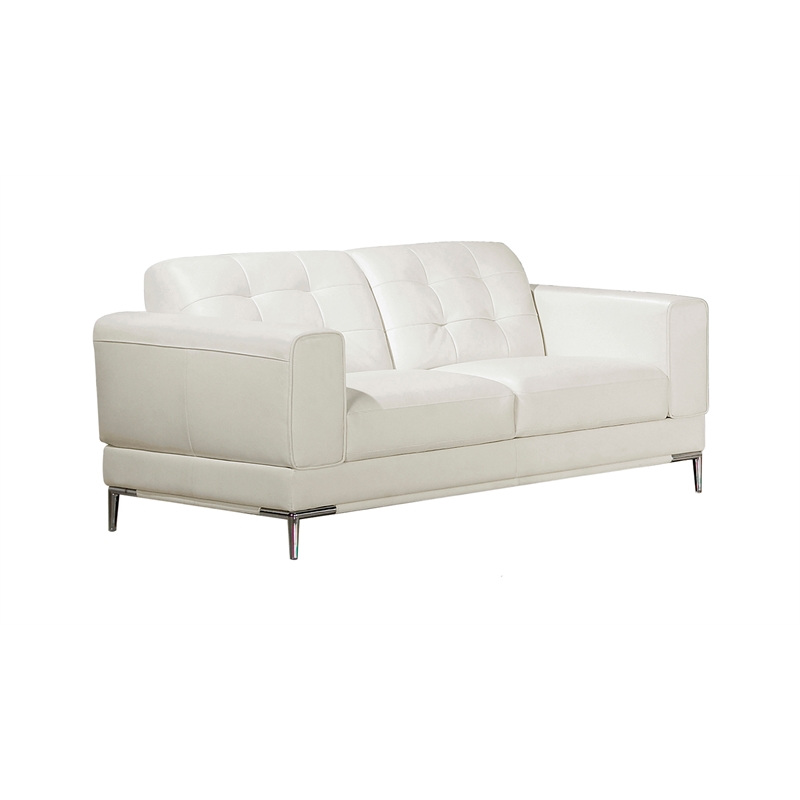 EK003 White Color With Italian Leather Loveseat