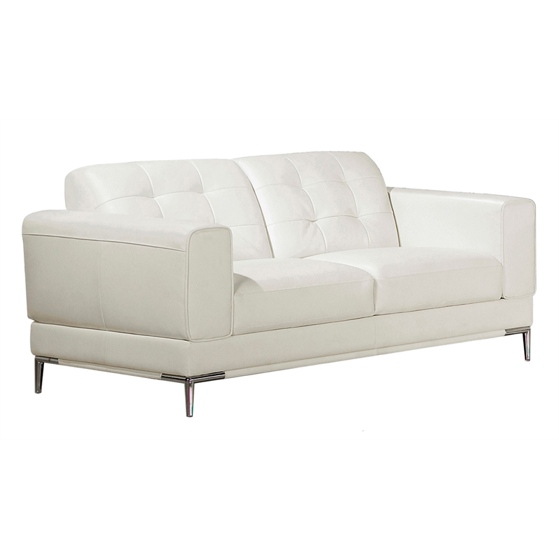 EK003 White Color With Italian Leather Loveseat