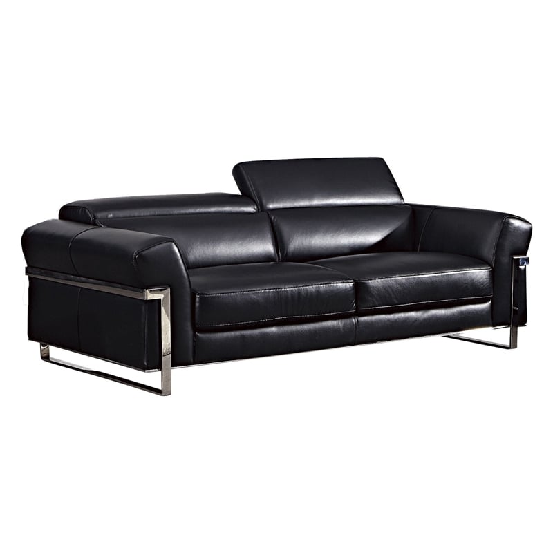 EK012 Black Color With Italian Full Leather Sofa