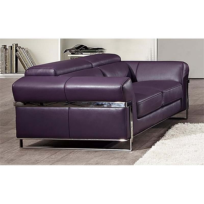 EK012 Purple Color With Italian Full Leather Loveseat