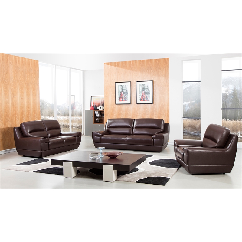 EK018 Dark Brown Color With Italian Leather Chair